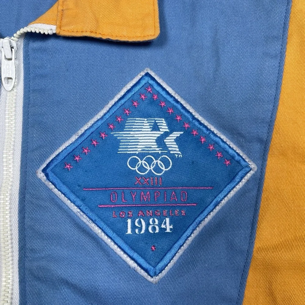 Vtg 80s Levis Jacket Small 1984 Olympic Games Staff Uniform Yellow Blue 105344